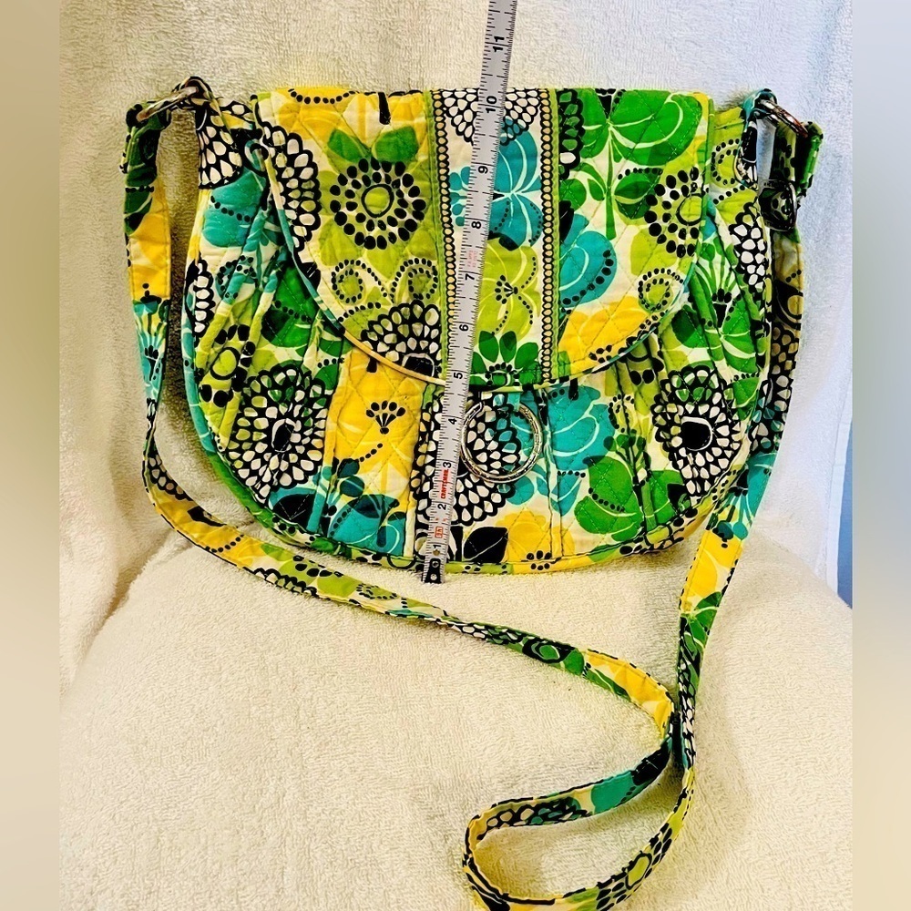 Limes Up- vera Bradley Crossbody, yellow, green blue medium size